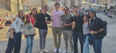 June, 2023. Left to right: Laura Heidiri, Isabel Raposo, Jonas Terlau, Randolph Helfrich, Michael Hahn, Frank van Schalkwijk, Gabriela Iwama, Neha Binish